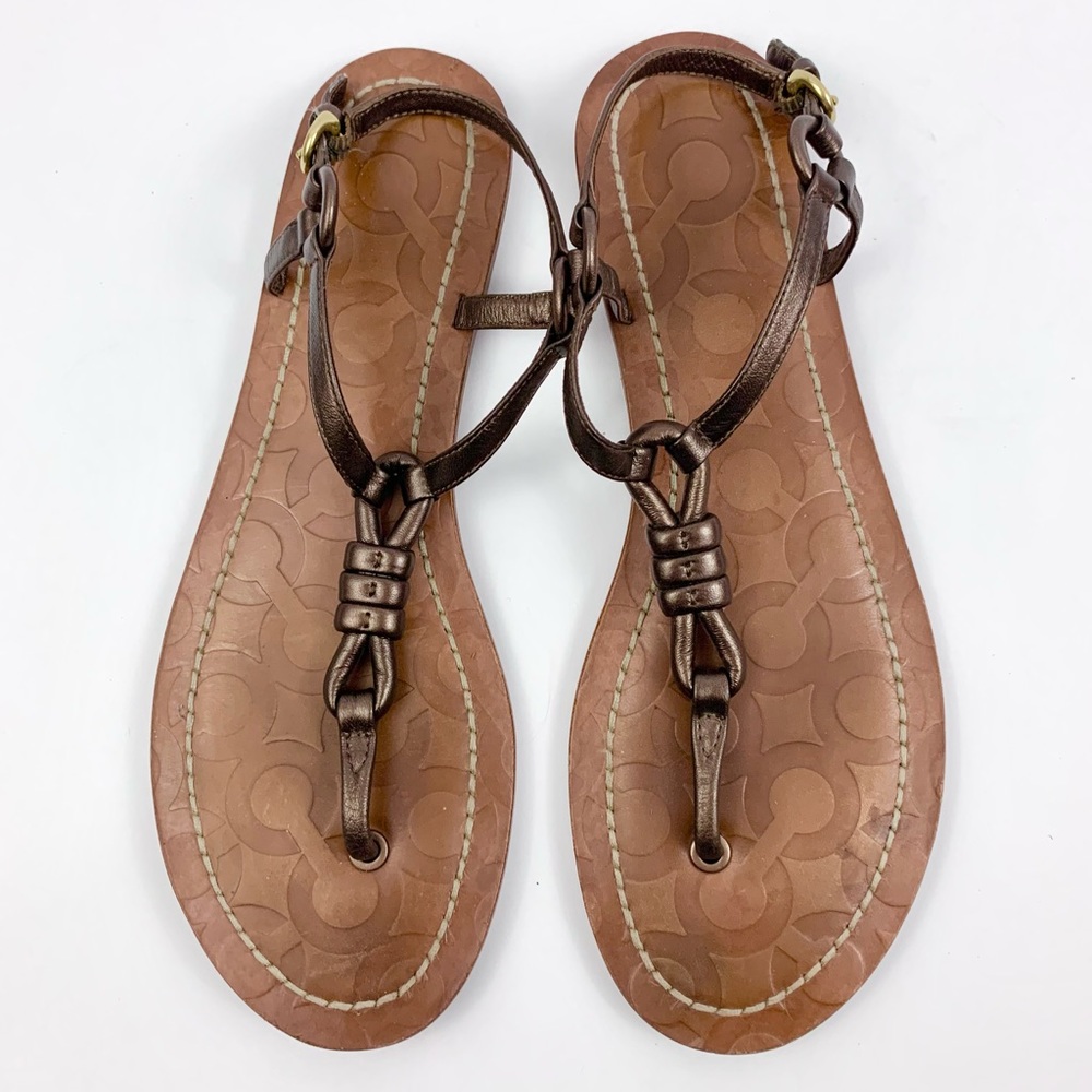 Coach Leather Thong Ankle Strap Sandals